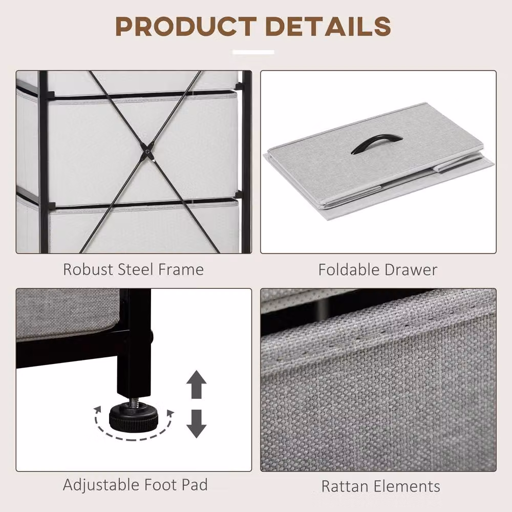 STILVORA Modern Grey Chest of Drawers with Metal Frame – 5