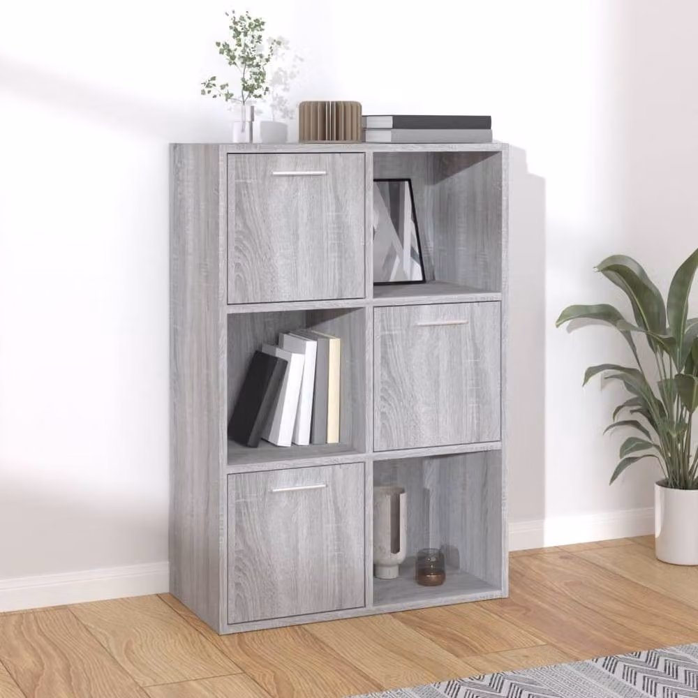 Berkfield Home Grey Sonoma Storage Cabinet with Hinged Doors and Internal Shelves W/D/H: 60 x 29.5 x 90 cm – 2