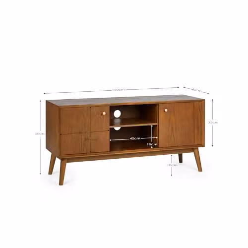 Julian Bowen Lowry Retro Media Unit in Cherry Ash Wood, W/D/H: 120 x 40 x 50 cm – 2