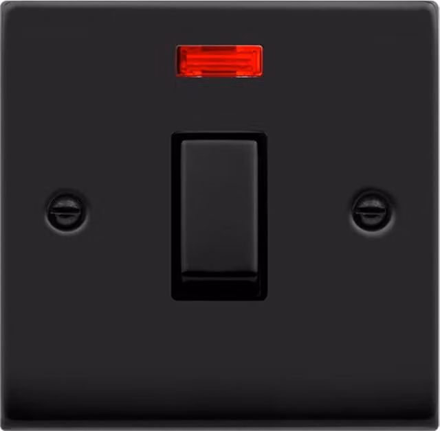 SE HOME Black Surface Mount 1 Gang 20A DP Switch with Neon Plate
