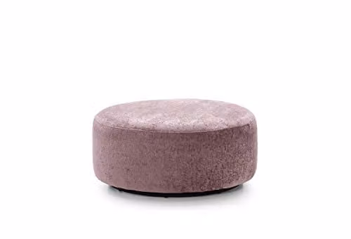 Abakus Direct Harriet Large Swivel Footstool in Pink Crushed Chenille, Diameter: 100 cm, Height: 40 cm