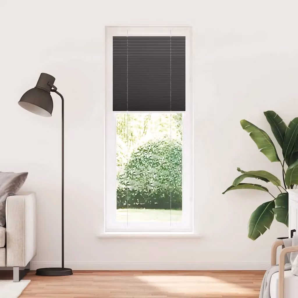Berkfield Home Single Pleat Black Polyester Semi-Transparent Cord Blind, W: 80 cm, H: 200 cm – 2