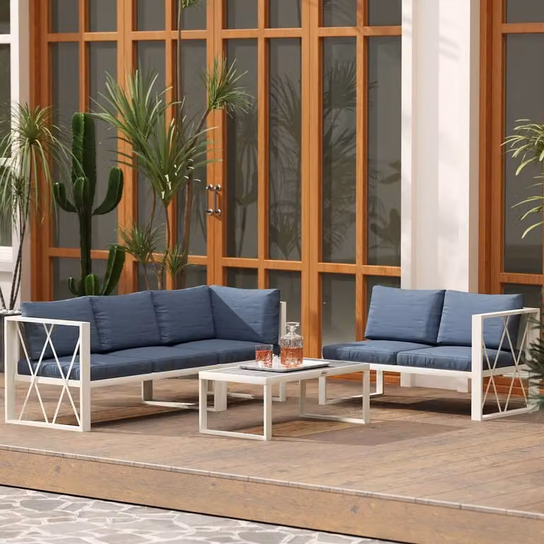 STILVORA 5-Seater Sofa with Adjustable Lounger in Blue