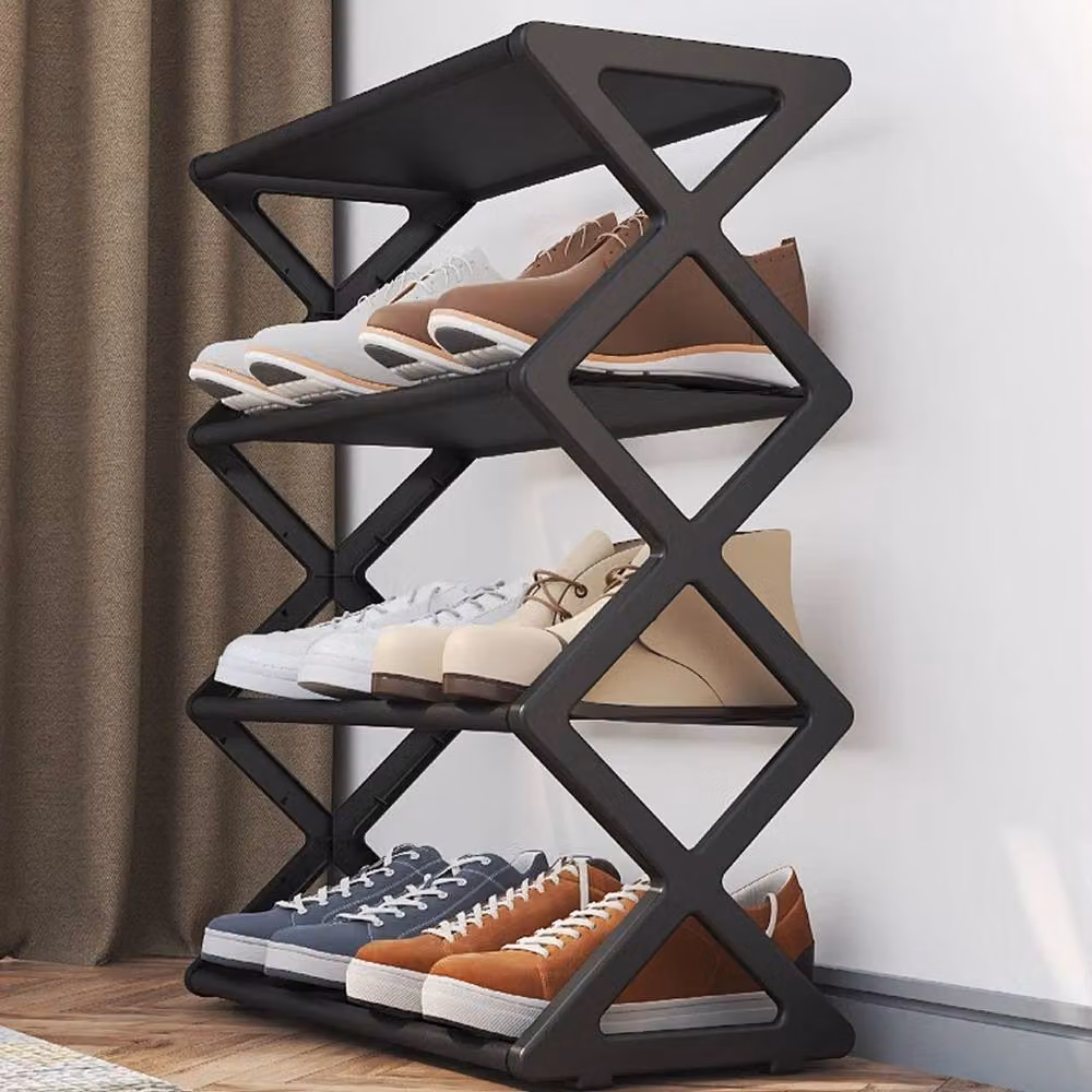 FLAVORA Black 4 Tier Metal Shoe Rack Stand, Width: 50 cm – 5