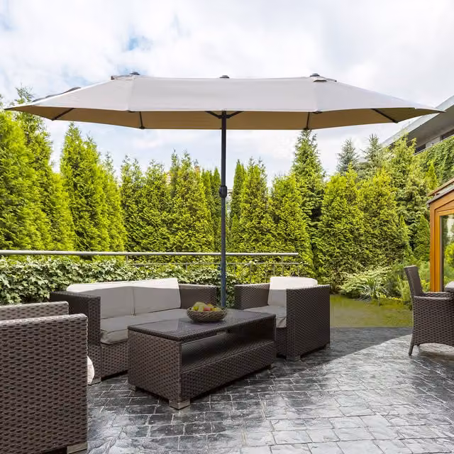Outsunny Beige Garden Umbrella Canopy with Metal Frame