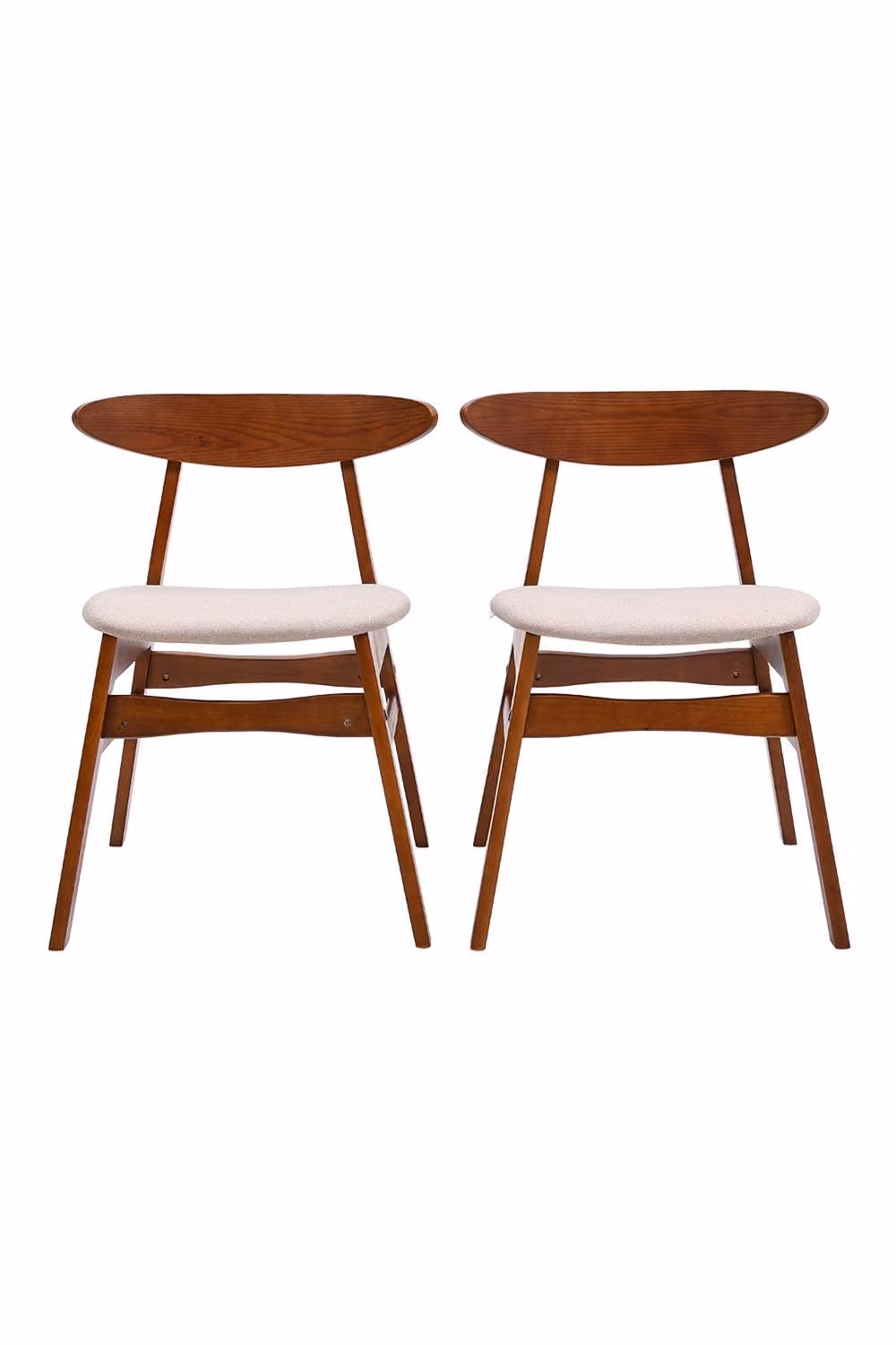 Garden Sanctuary 2-Piece Upholstered Dining Chairs with Rubberwood Legs in Beige and Brown – 2