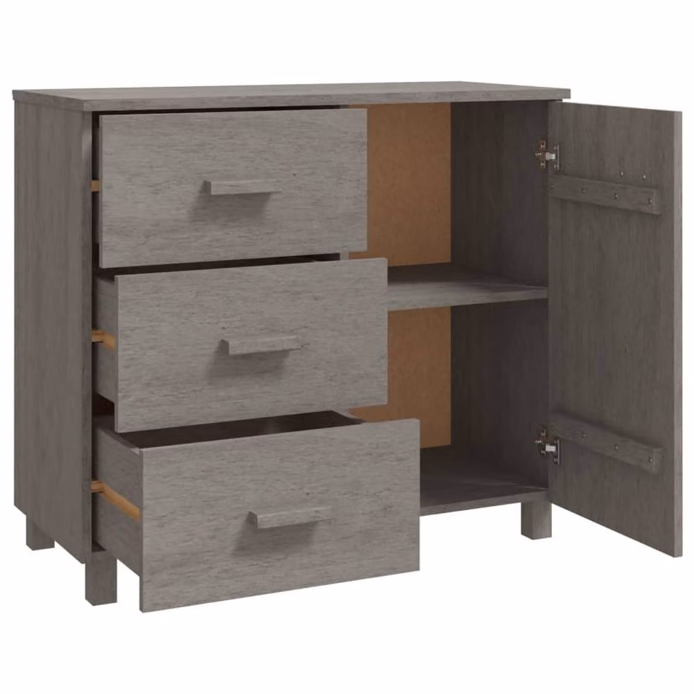 Berkfield Home HAMAR Sideboard in Light Grey Solid Pinewood, W/D/H: 90 x 40 x 80 cm – 3