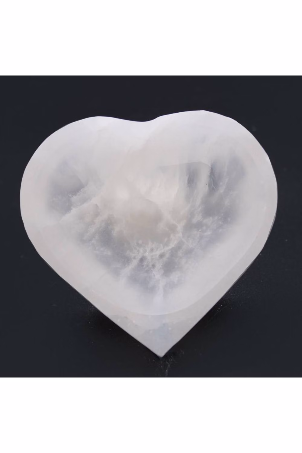 KDMD White Selenite Heart Stone Bowl for Jewelry Storage, 10 cm – 2