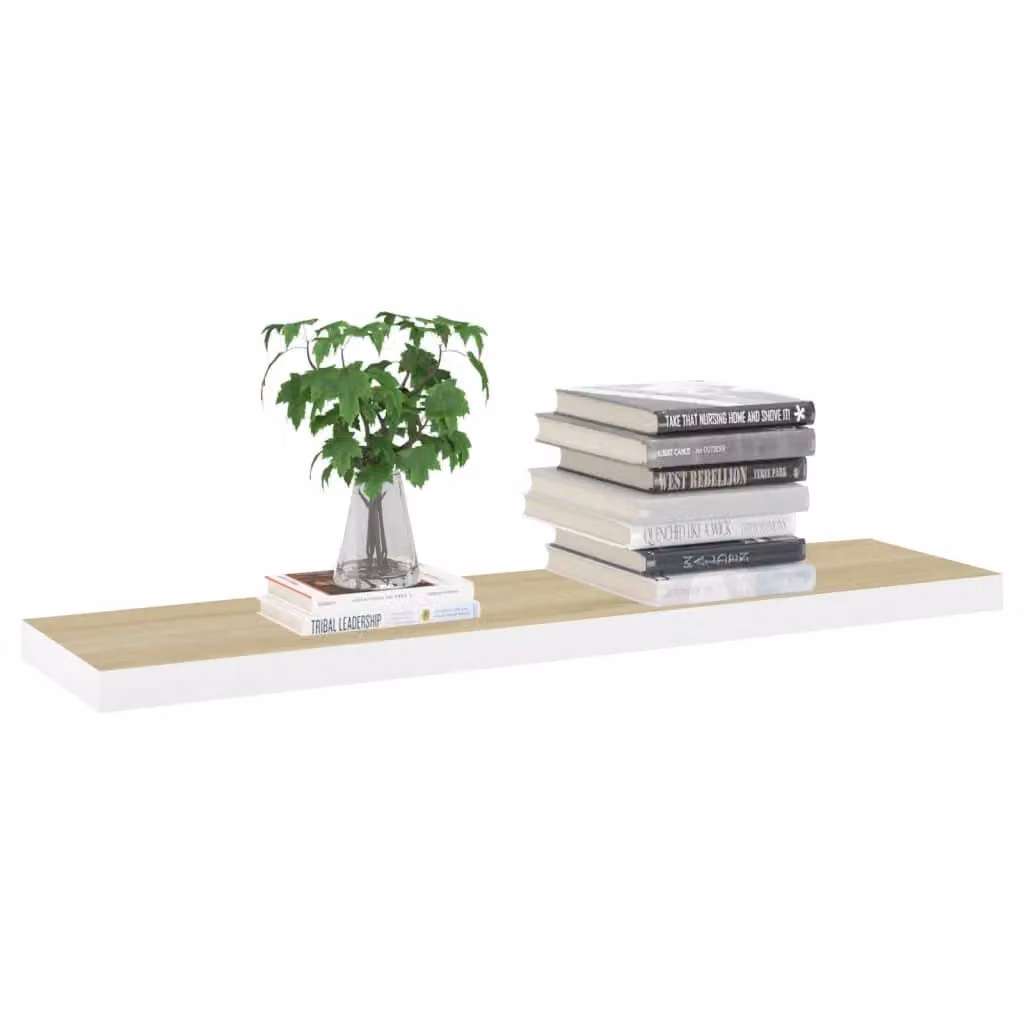 Berkfield Home Floating Wall Shelves, 4 Piece Oak and White MDF Set, W/D/H: 90 x 23.5 x 3.8 cm, Brown – 2