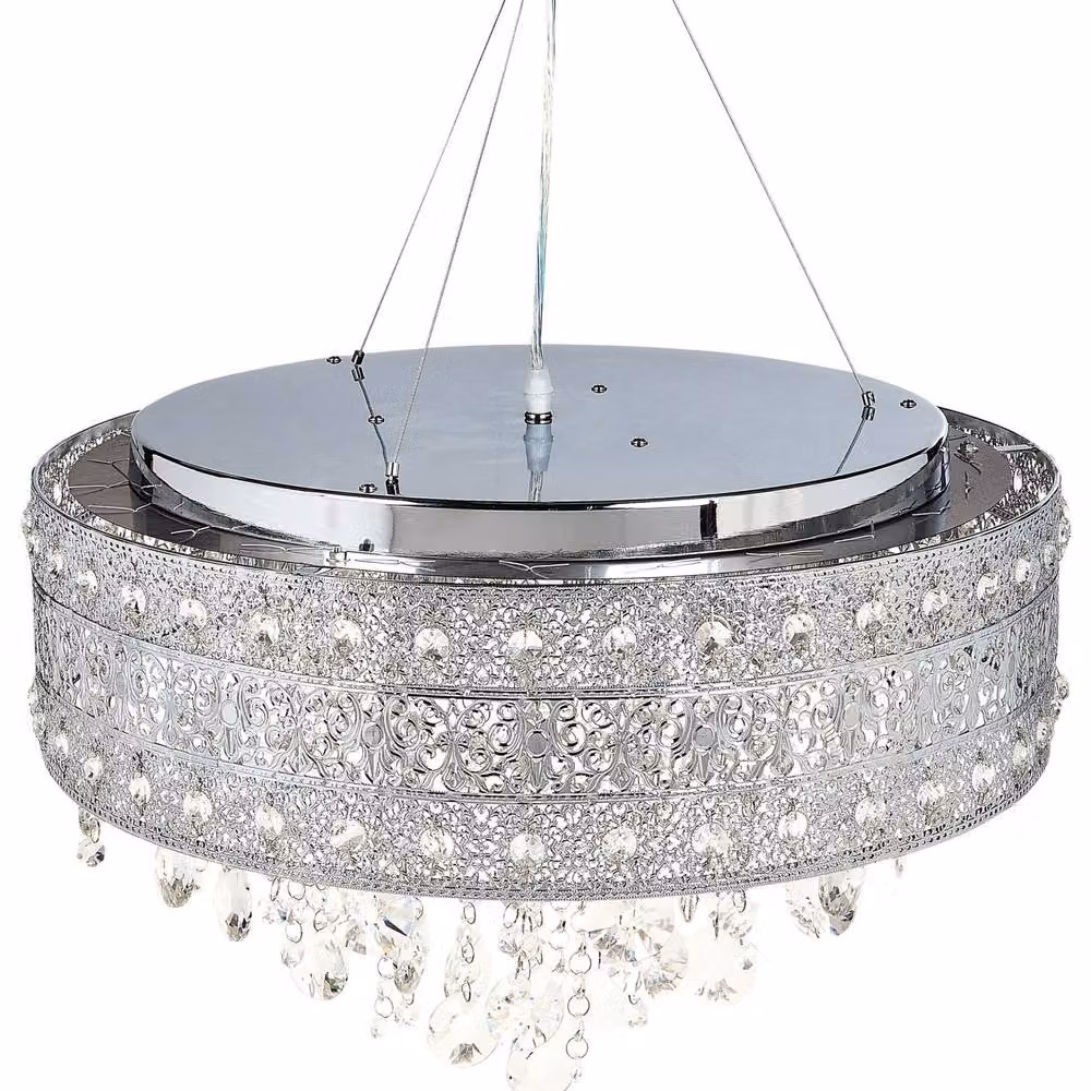 Wyld and Coco Crystal Chandelier Pendant Lamp in Silver Chrome Finish – 2