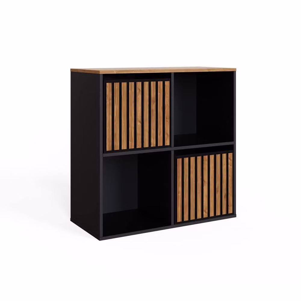 GFW Kube 2x2 Modern Shelf Storage Cube in Black and Brown – 3