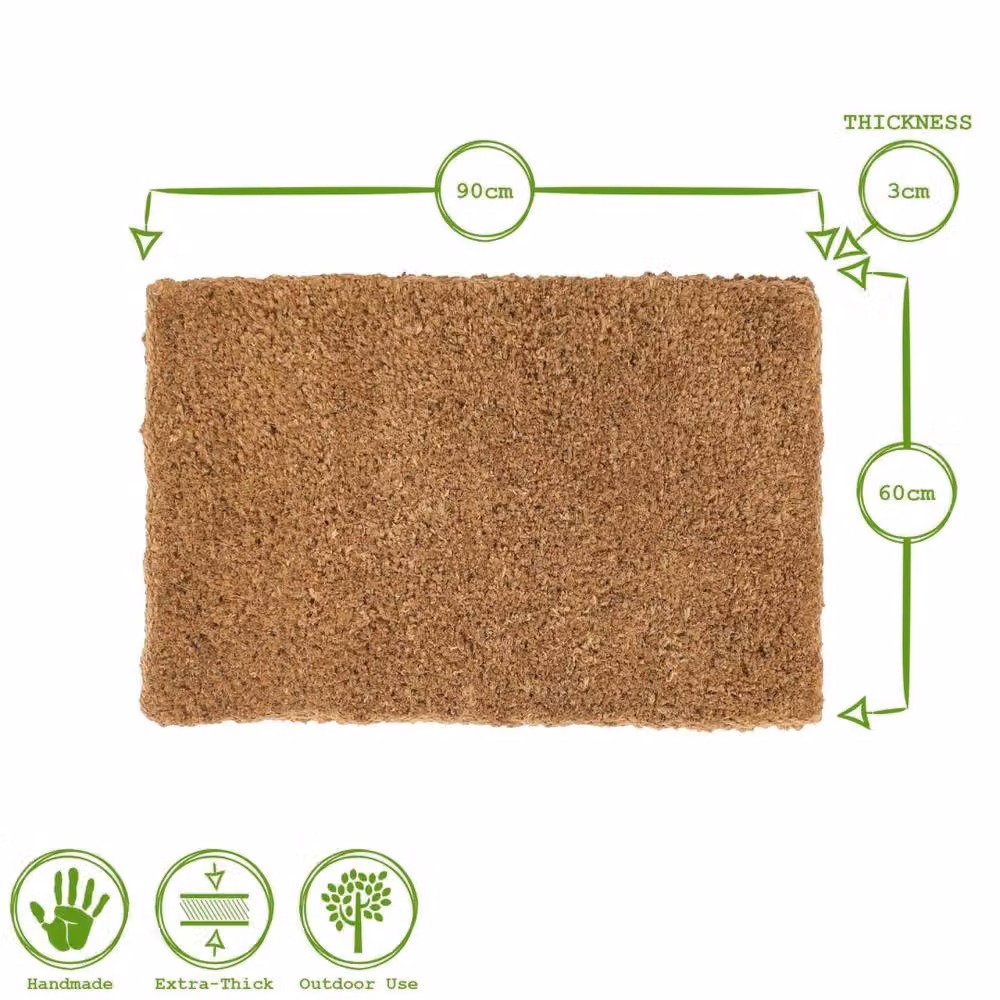 Kelvenix Pack of 2 Handmade Heavy Duty Coir and Rubber Door Mats, Brown, W/D/H: 100 x 60 x 3 cm – 2