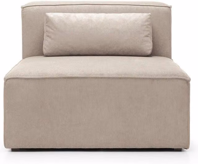 Abakus Direct Doris Armless Modular Accent Chair in Beige Cord Chenille, W/D/H: 94 x 94 x 73 cm