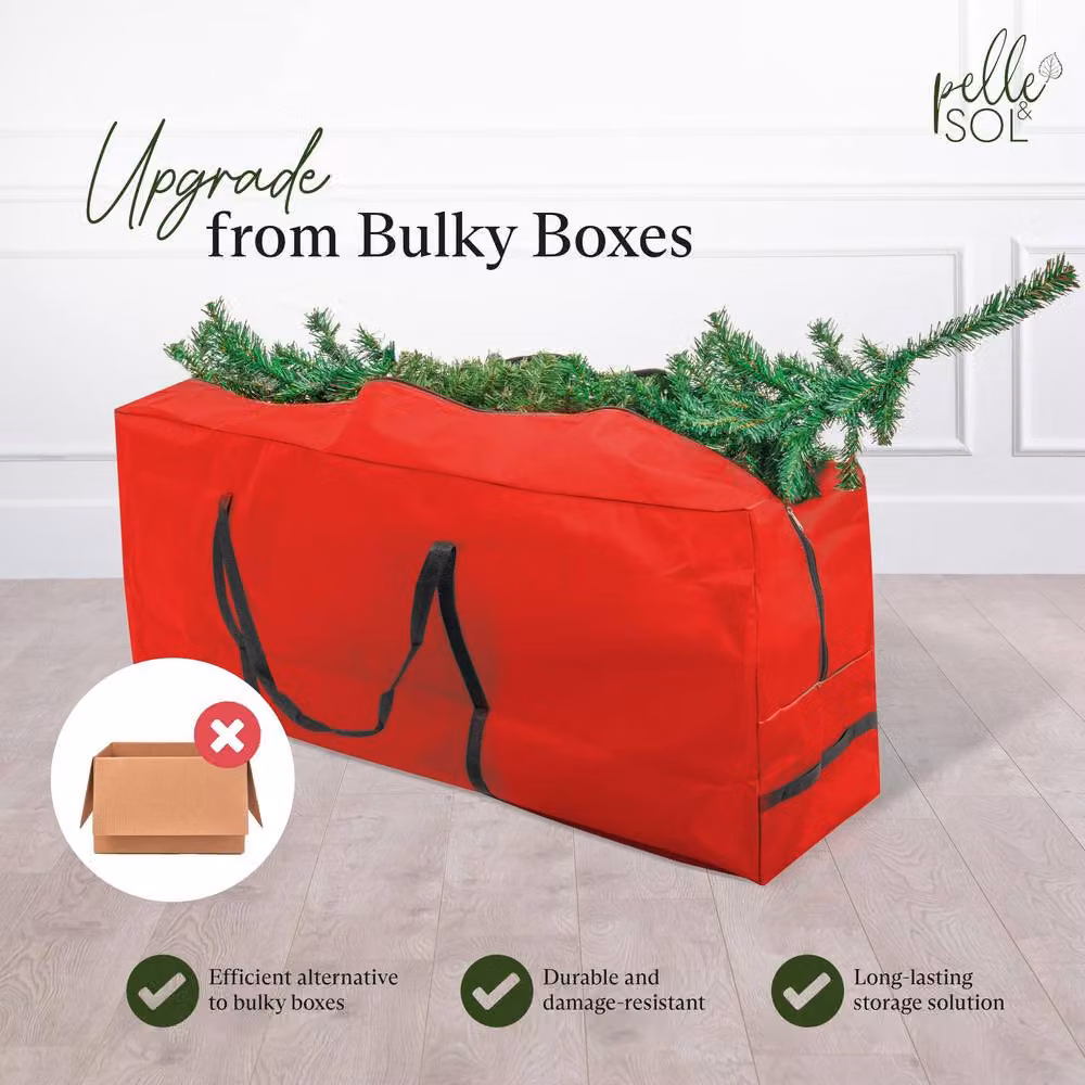 Pelle & Sol Red Christmas Tree Storage Bag with Handles, Fits Up to 9ft Trees – 4