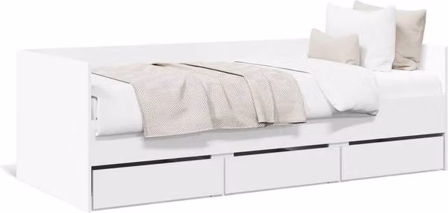 Berkfield Home Modern Daybed with Drawers in White, W/D/H: 100 x 200 cm