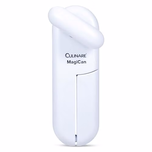 Culinare Magican White Manual Can Opener with Ergonomic Grip and Stainless Steel Safety Edge