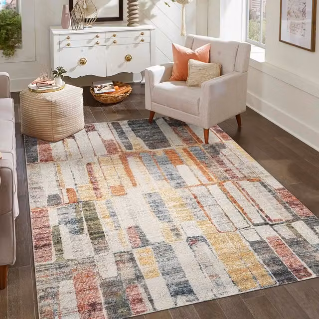Aress Washable Modern Geometric Area Rug, Multicolour, W: 170 cm x D: 120 cm