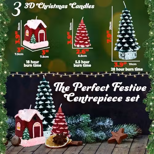 Deco Express Christmas Candle Gift Set, Gold and Multicolour, 3 Pieces – 2