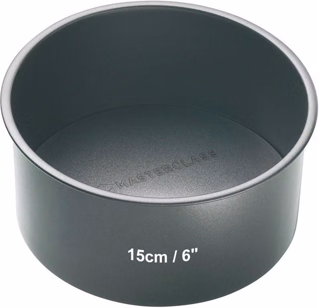 MasterClass Non-Stick Loose Base Round Carbon Steel Deep Cake Tin, Grey, Diameter: 15 cm – 2