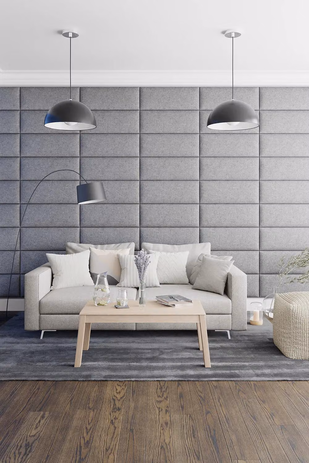 Aspire EasyMount Modular DIY Wall Mounted Upholstered Headboard Panels in Grey Saxon Twill Fabric, Pack of 8 (H 76.2 cm x W 30.5 cm x D 4.0 cm) – 2