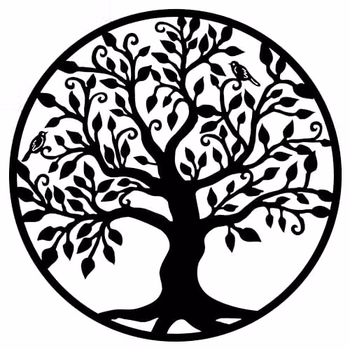 YOUR HOME RULEZ Tree of Life with Birds Metal Wall Art, Black, W/H: 75 x 75 cm – 2