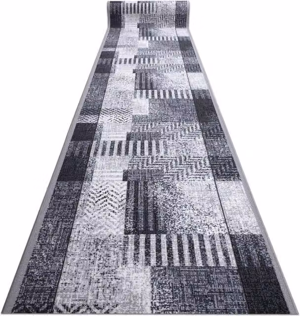 RugsX Essenza Anti-Slip Runner in Grey, W/D/H: 100 x 300 cm