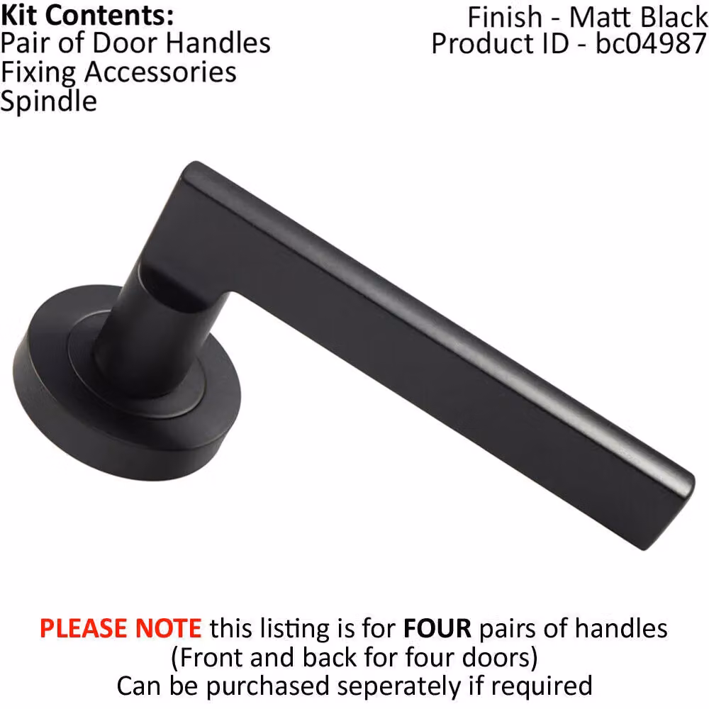Loops 4 Pair Straight Plinth Mounted Handles with Round Rose in Matt Black with Concealed Fixings – 2