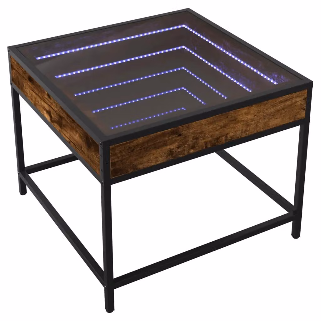 Berkfield Home Infinity LED Coffee Table in Smoked Oak Brown, W/D/H: 50 x 50 x 41 cm – 3