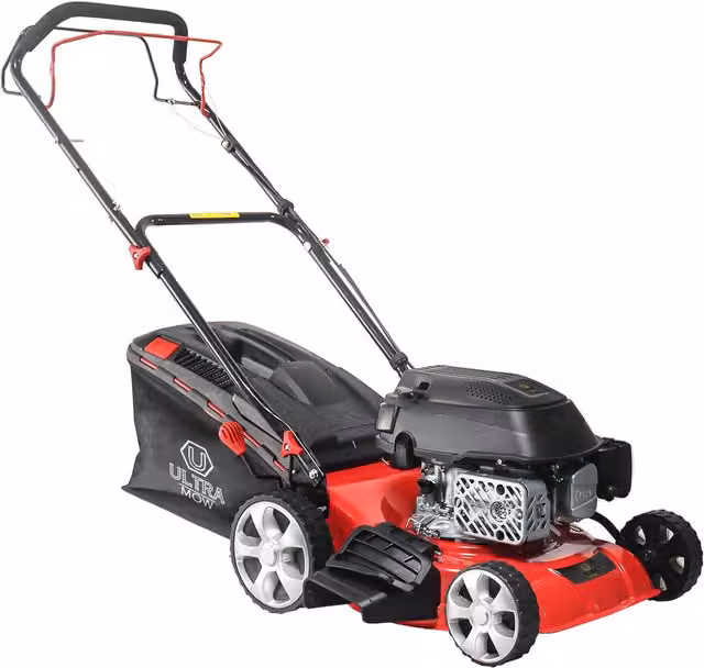 Calow Red Petrol Self Propelled Garden Lawn Mower with Steel Construction