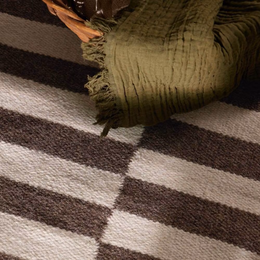THE RUGS Vika Handwoven Wool Striped Reversible Rug in Brown, W: 160 cm, L: 230 cm – 5