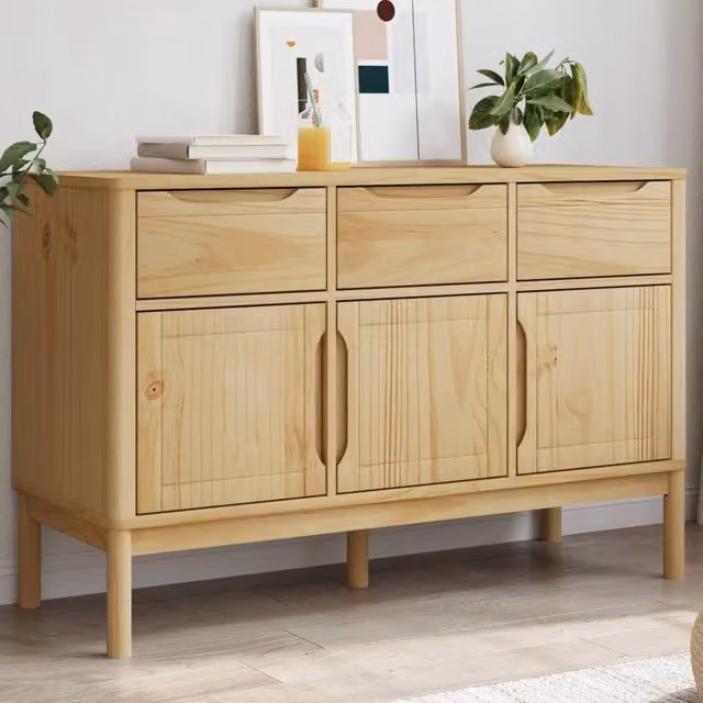 Berkfield Home Floro Wax Brown Solid Wood Pine Sideboard W/D/H: 114 x 43 x 74 cm – 1