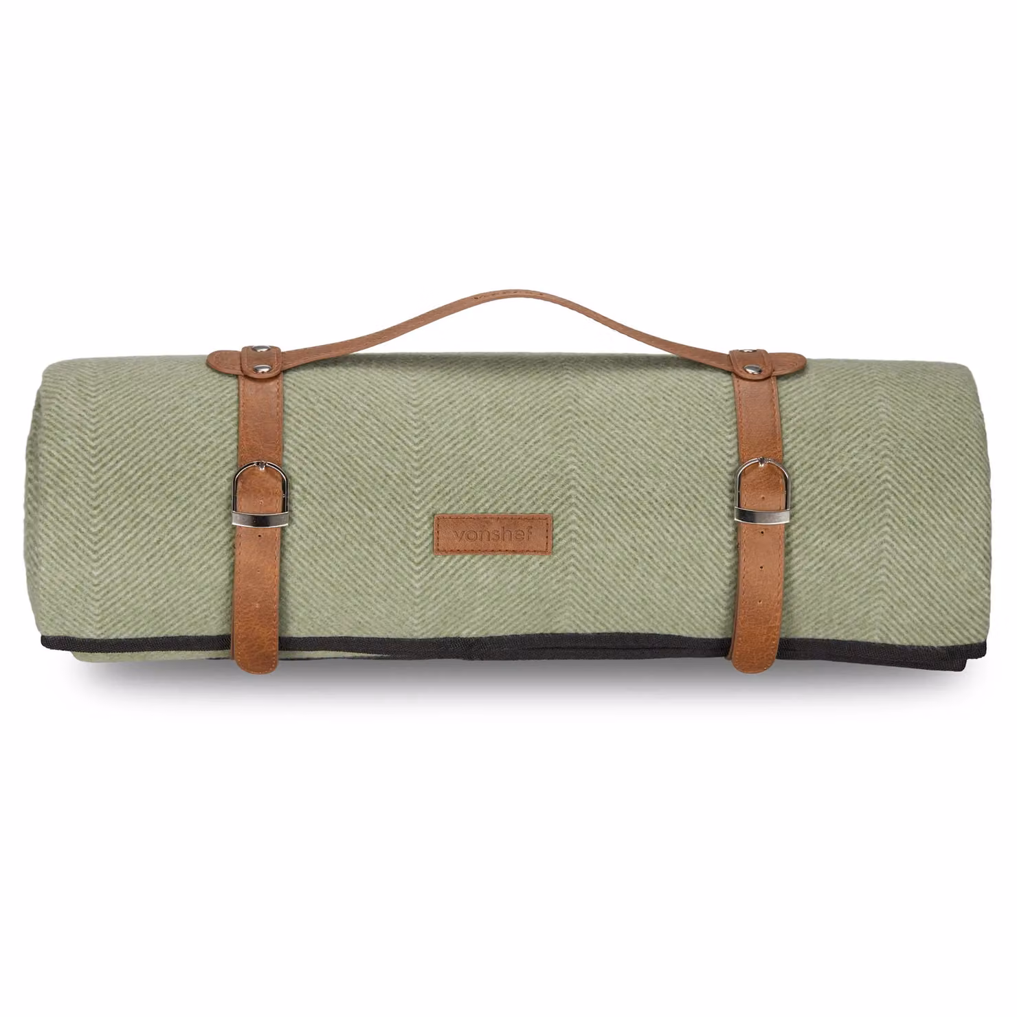 VonShef Green Herringbone Waterproof Picnic Blanket, W: 200 cm, D: 220 cm – 5