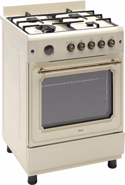 Ferre Retro Style Freestanding Gas Cooker with Wok Burner in Beige and Red