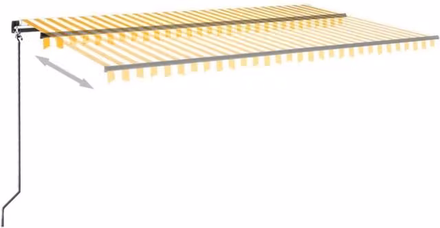 Berkfield Home Manual Retractable Folding Arm Awning, Yellow and White Striped, W: 500 cm, D: 300 cm