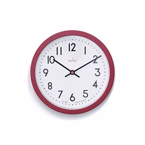 Acctim Elstow Round Quartz Analog Wall Clock in Clay or Red, Diameter: 20 cm