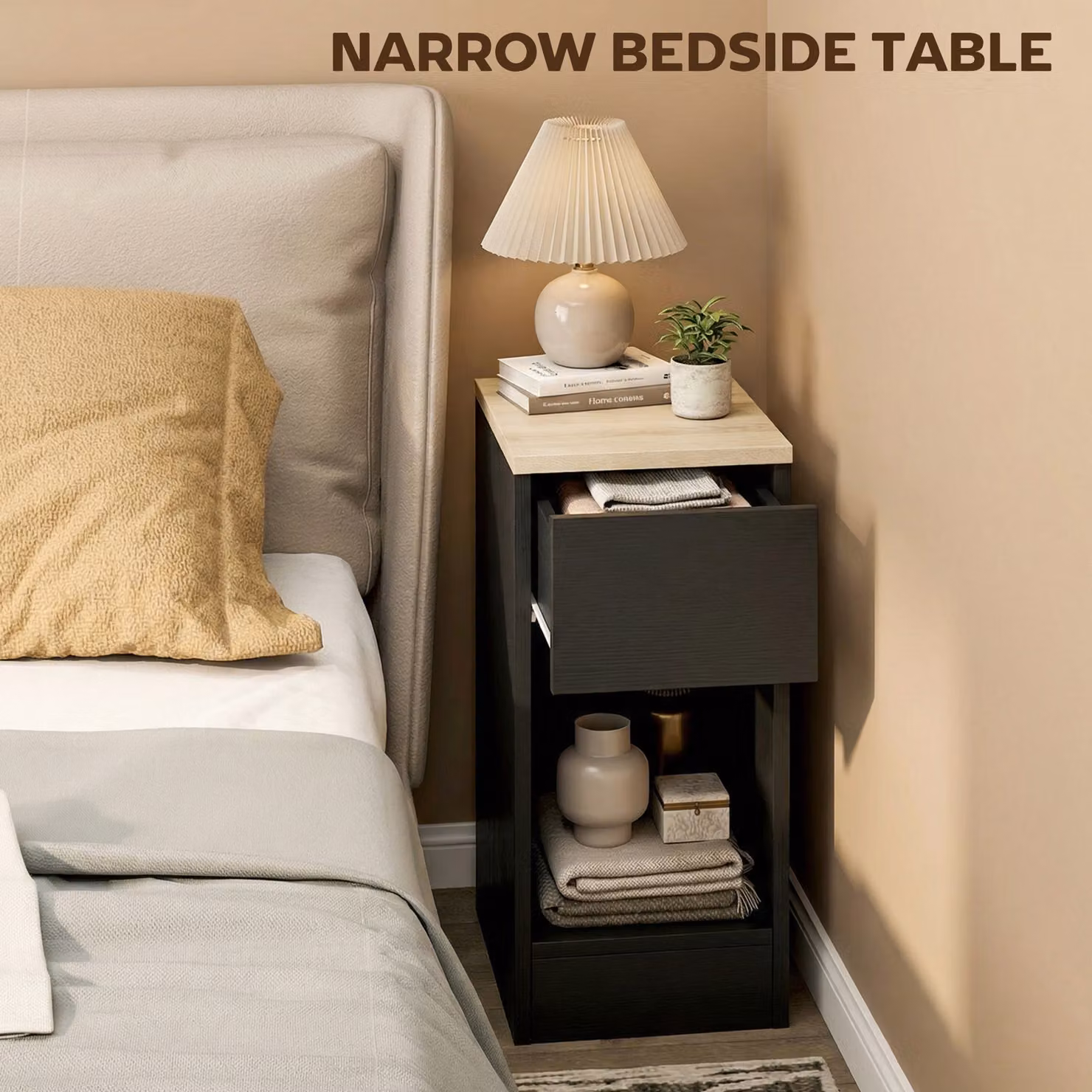 HOMCOM Set of Two Modern Black Bedside Tables – 5