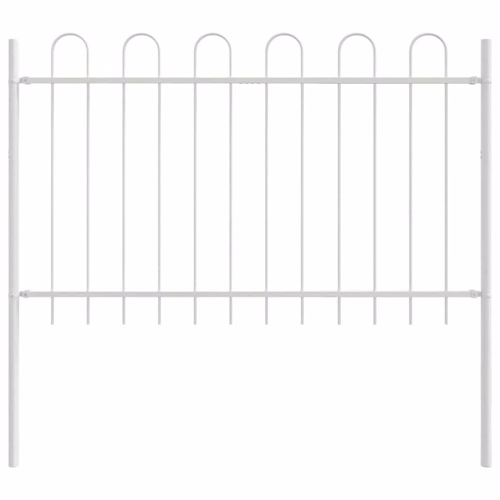 Berkfield Home White Steel Hoop Top Garden Fence, W/H: 170 x 130 cm – 2