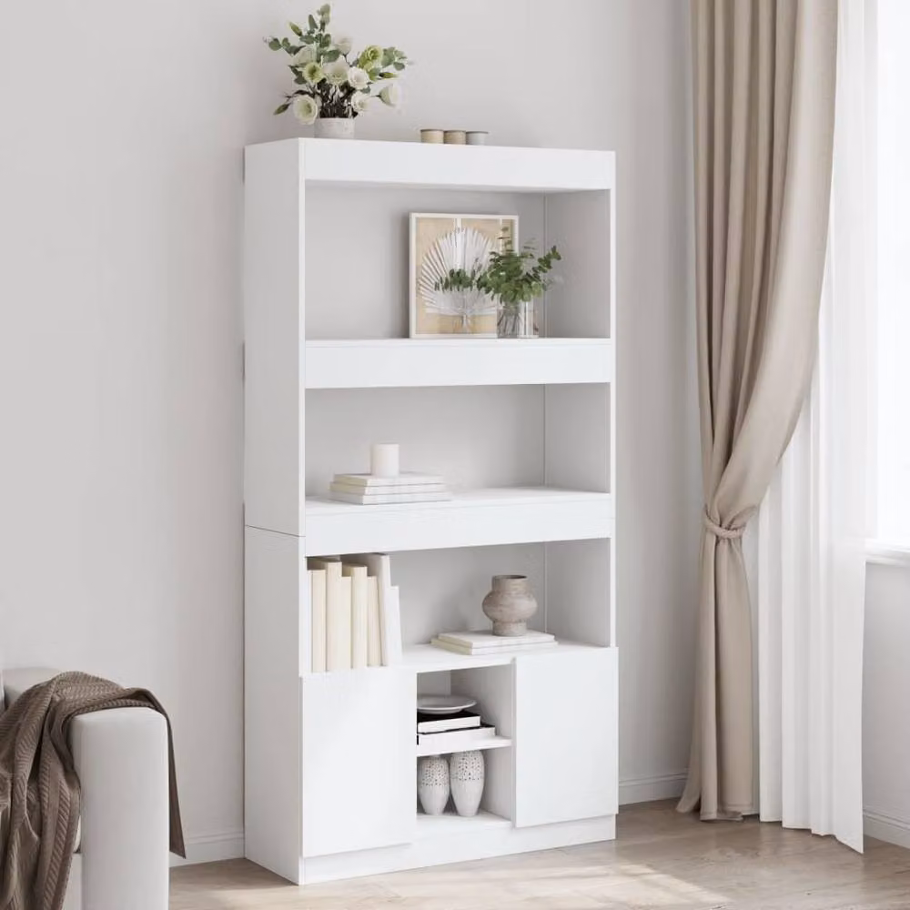 Berkfield Home White Highboard in Matt MDF, W/D/H: 92 x 33 x 180 cm – 2