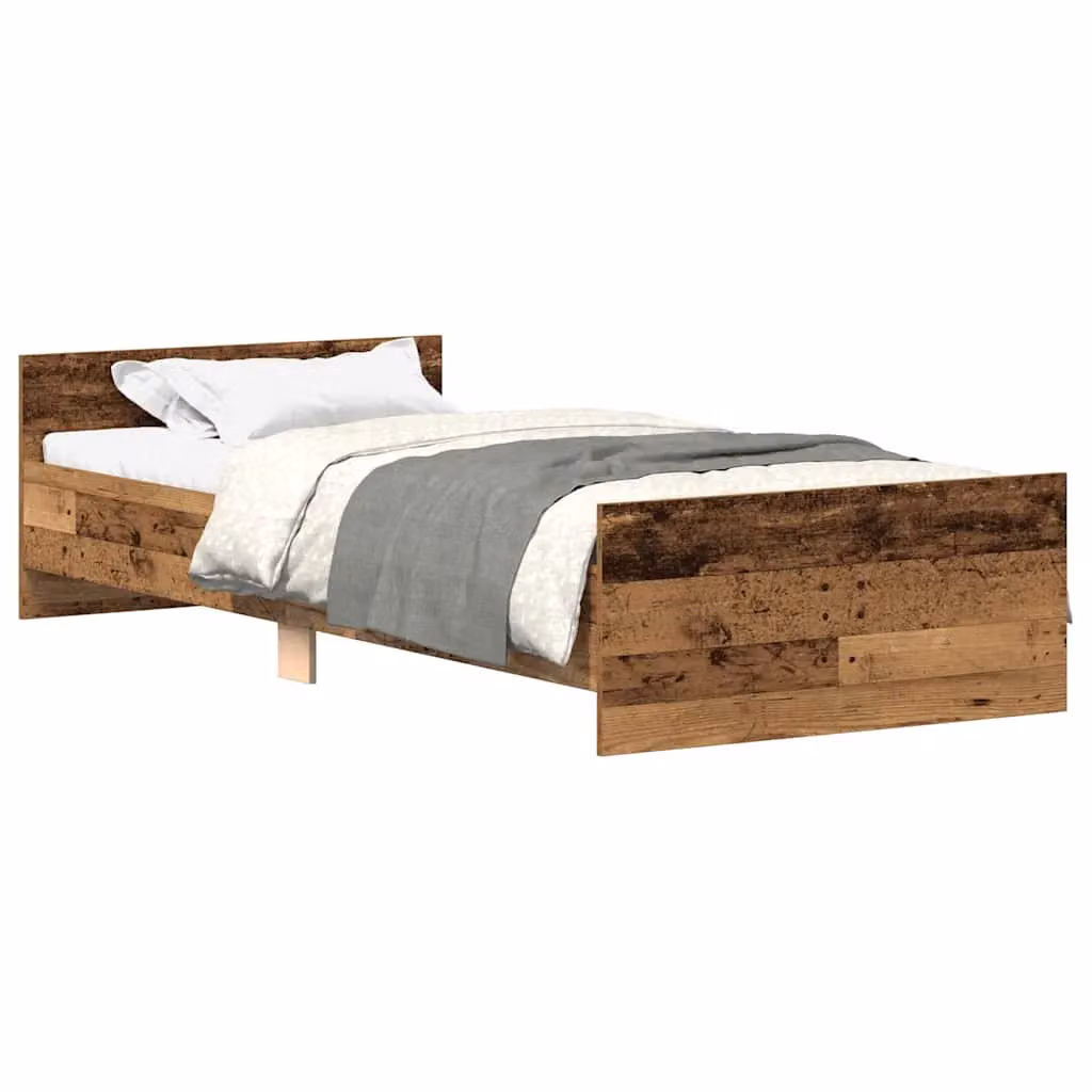 Berkfield Home Single Bed Frame in Old Wood Brown, W/D/H: 90 x 190 cm – 2