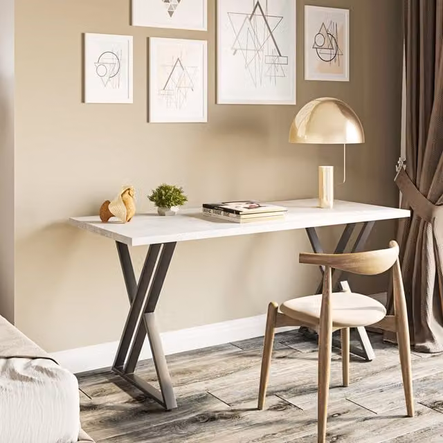 Shefa Line New York Rectangular Dining Table in White Craft Oak and Grey