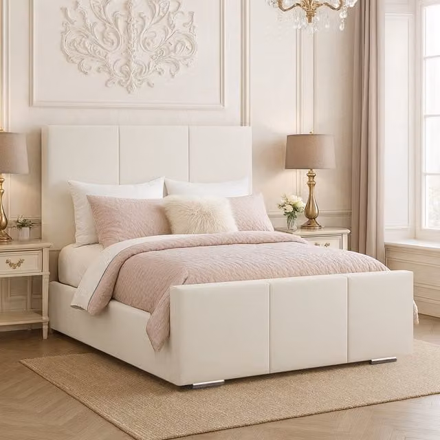Desire Deco Eliza Upholstered Velvet Bed Frame in Yellow, Small Double, 120 x 200 cm