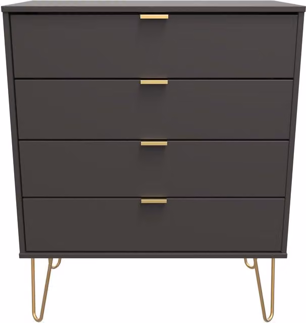 Ready Assembled 2 U Fuji 4 Drawer Chest in Dark Grey
