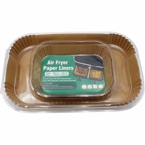 Home Source Non-Stick Disposable Air Fryer Parchment Paper Liners, Brown, 150 Pieces (Regular W: 20.5 cm, D: 14 cm; Large W: 35 cm, D: 25.5 cm) – 1