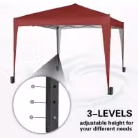 MCC Direct Red and Silver Pop Up Garden Party Gazebo Marquee Canopy W: 300 cm, D: 300 cm, H: 255.5 cm – 5