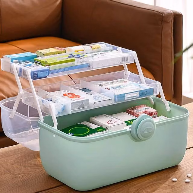 EONLION Medium Portable Medicine Organiser Box in Green – 1