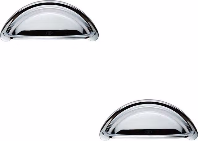 Loops 2-Pack Polished Chrome Cabinet Cup Pull Handles with 76mm Fixing Centres
