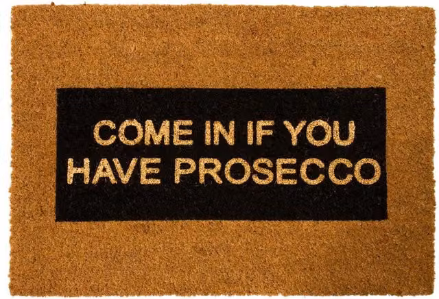 Artsy Come In Glitter Non-Slip Coir Doormat, Black and Brown