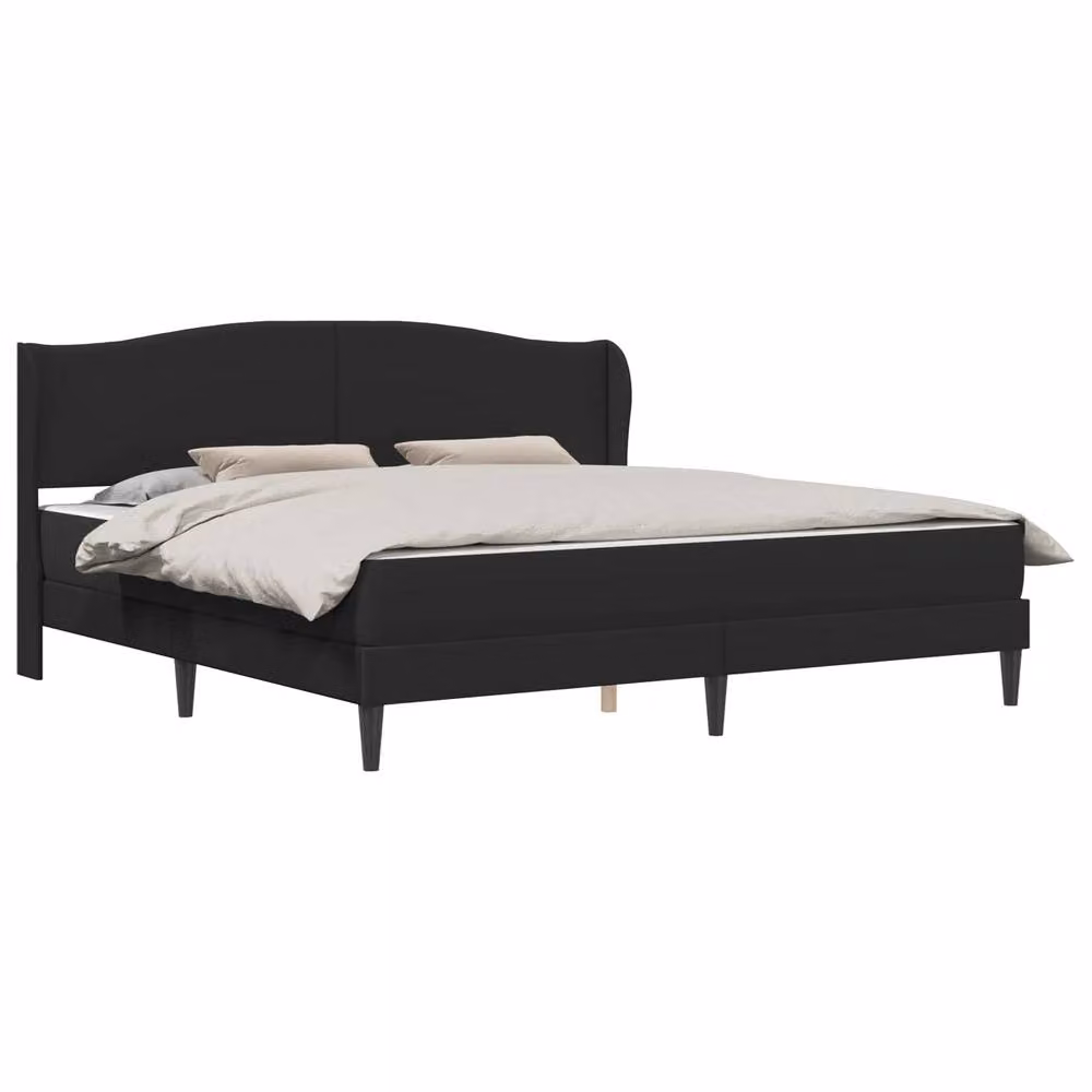 Berkfield Home Upholstered Bed Frame with Headboard in Black Faux Leather, W/D/H: 180 x 200 cm – 2