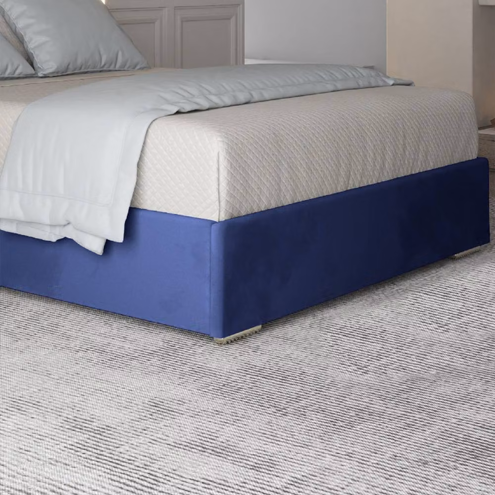 Casani Sturry Upholstered Velvet Designer Bed Frame in Blue, W/D/H: 90 x 190 x 127 cm – 4