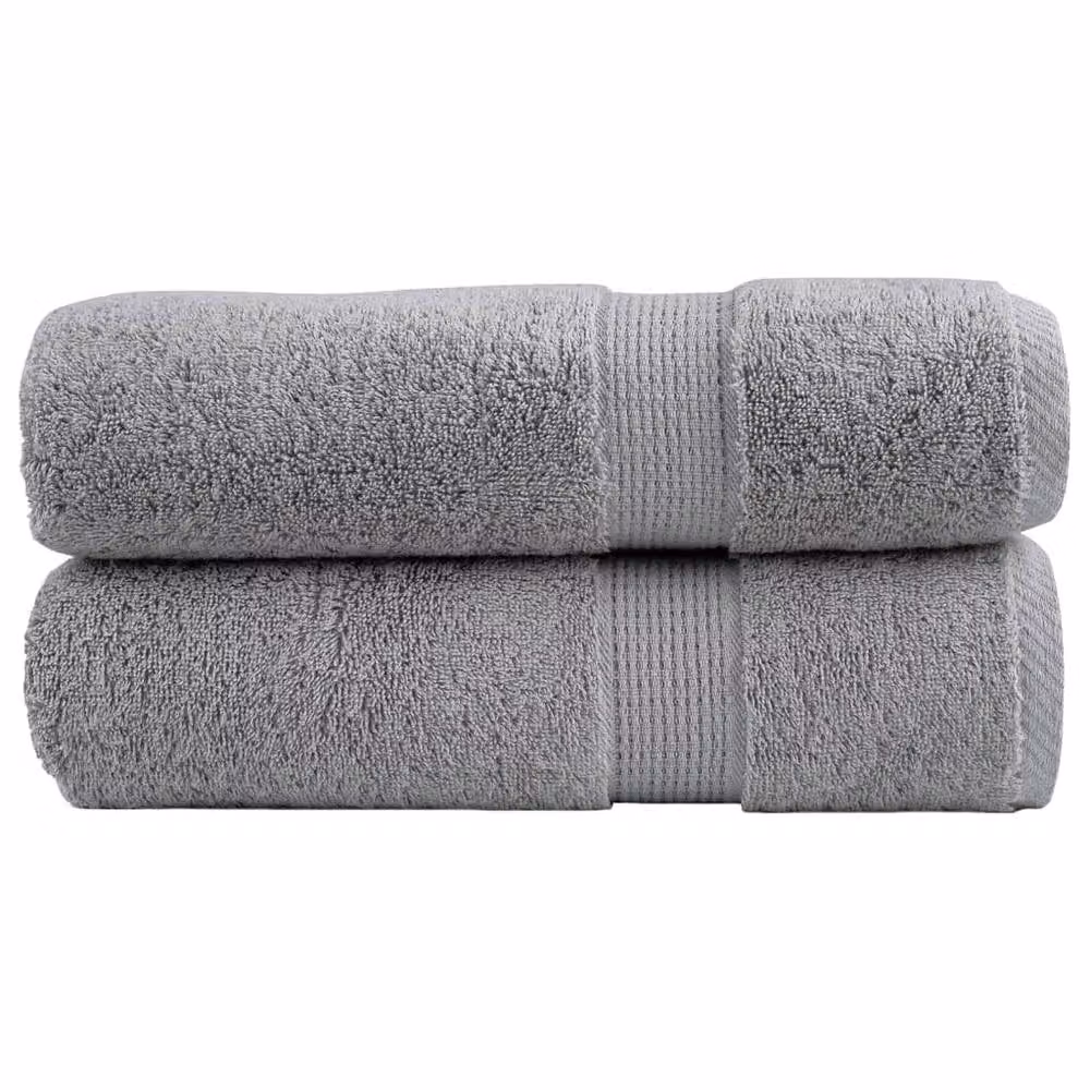 Berkfield Home SOLUND Premium Cotton Terry Hand Towels, 2 Pack, Grey, W: 50 cm, L: 100 cm, 600gsm – 2